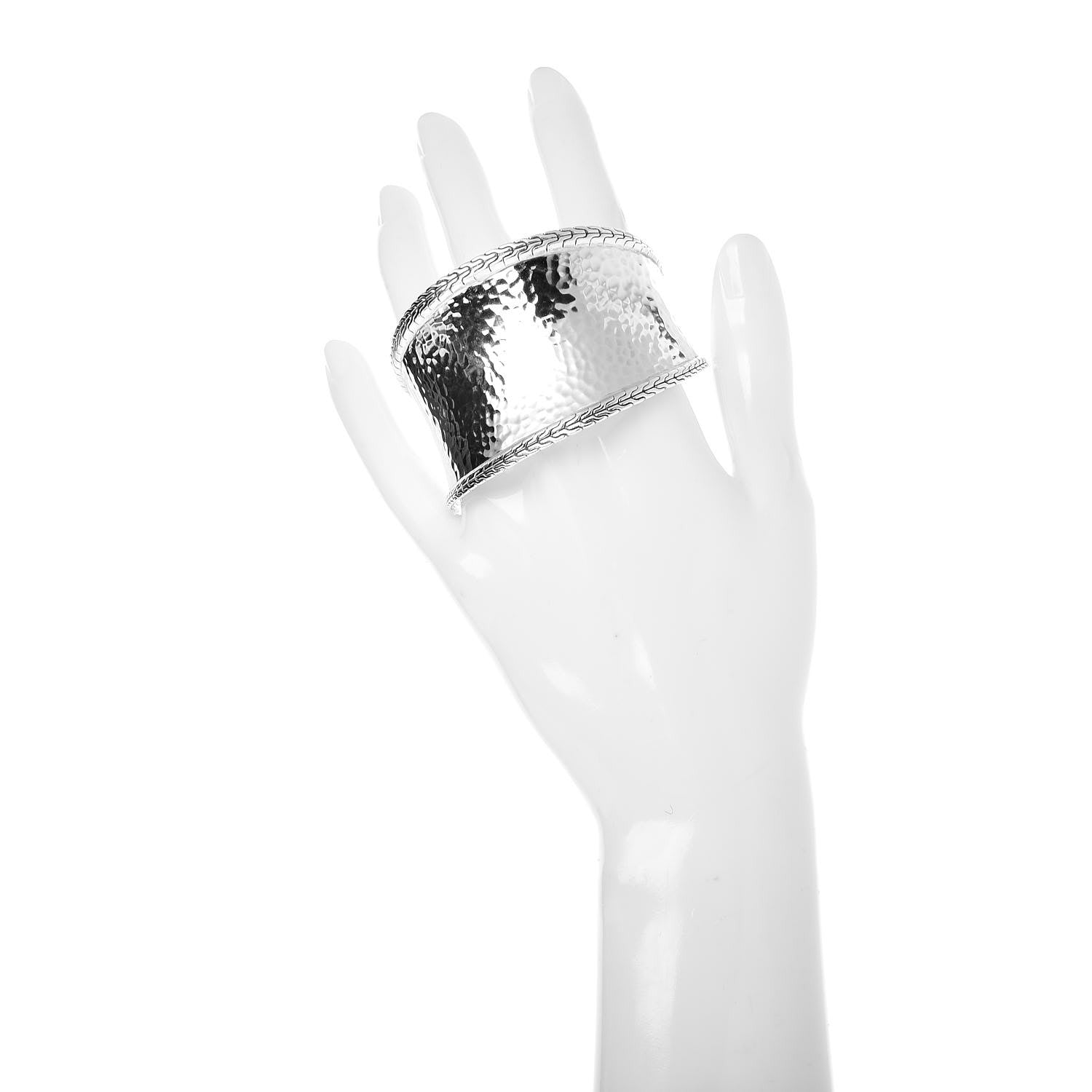 John Hardy Sterling Silver Classic Chain Hammered Cuff M 2 of 6