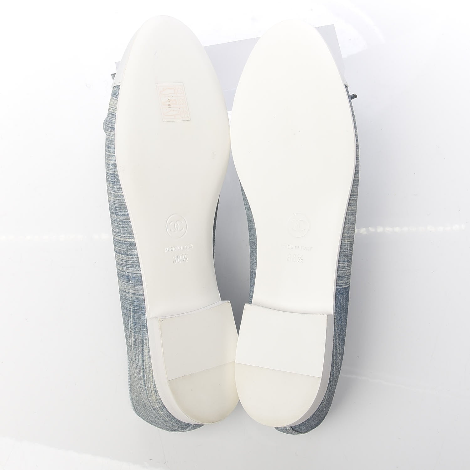 Chanel Denim Lambskin CC Cap Toe Ballerina Flats 38.5 Light Blue 5 of 9