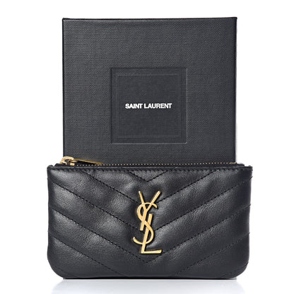 Saint Laurent Calfskin Matelasse Monogram Key Pouch Black 8 of 8