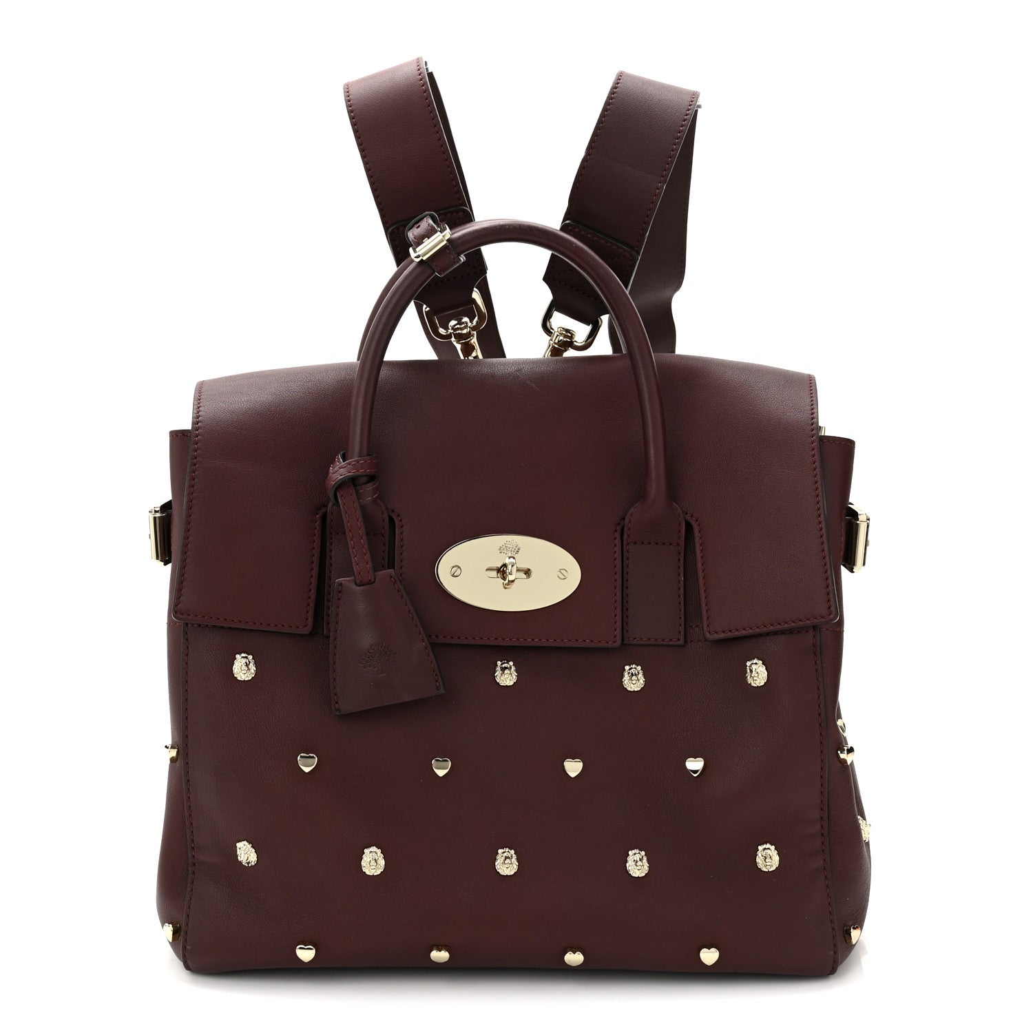 Mulberry Calfskin Studded Medium Cara Delevingne Convertible Satchel Oxblood 1 of 10