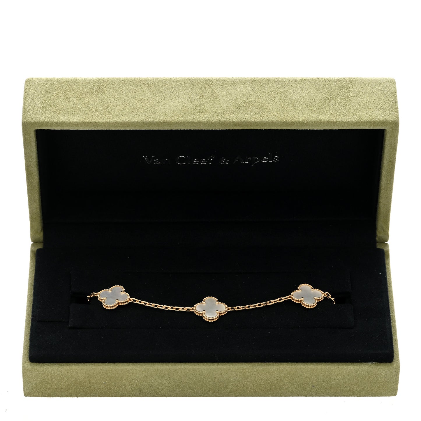 18K Yellow Gold Mother of Pearl 5 Motifs Vintage Alhambra Bracelet