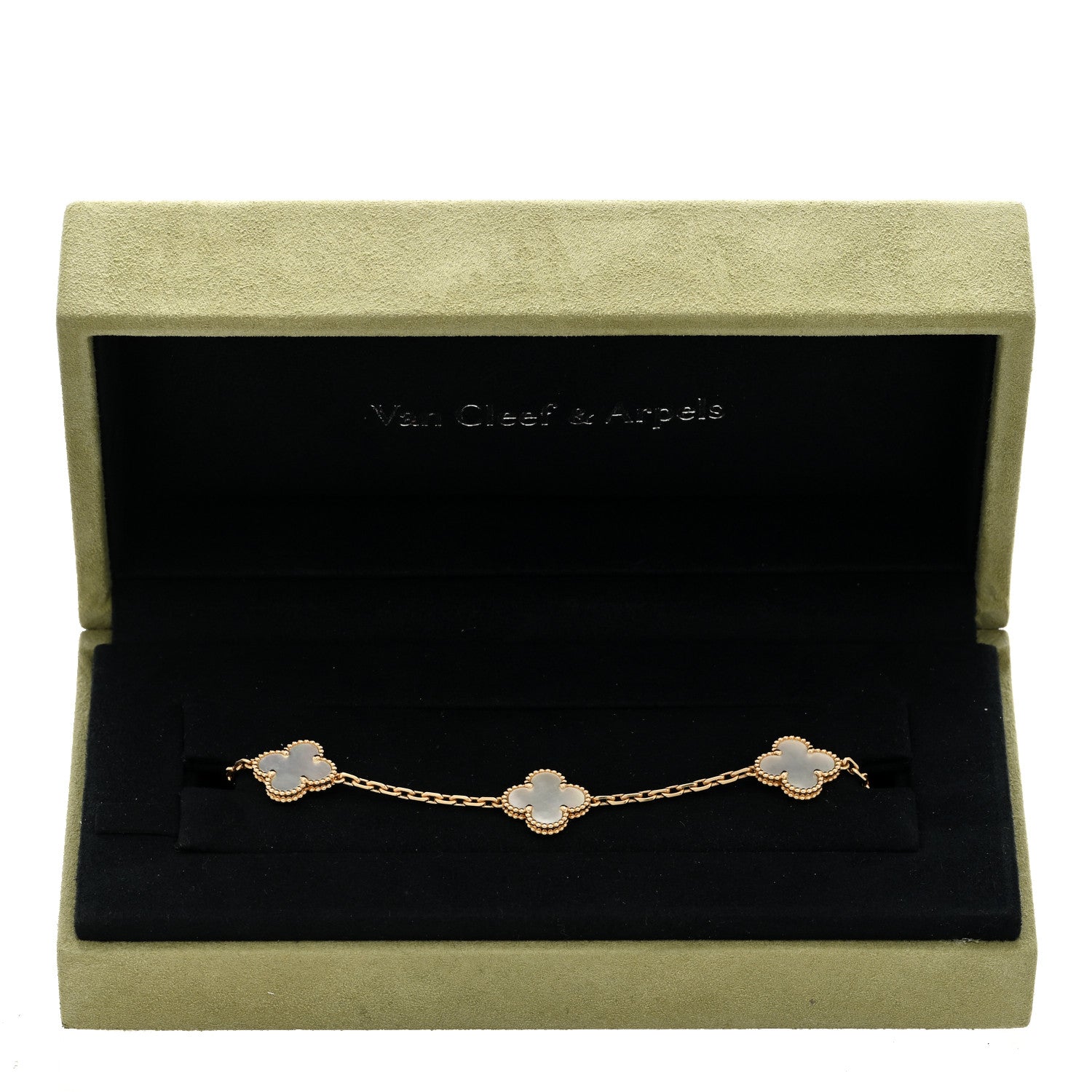 Van Cleef & Arpels 18K Yellow Gold Mother of Pearl 5 Motifs Vintage Alhambra Bracelet 4 of 4