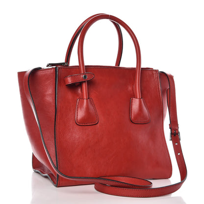 Prada Glace Calf Small Twin Pocket Tote Fuoco 3 of 13