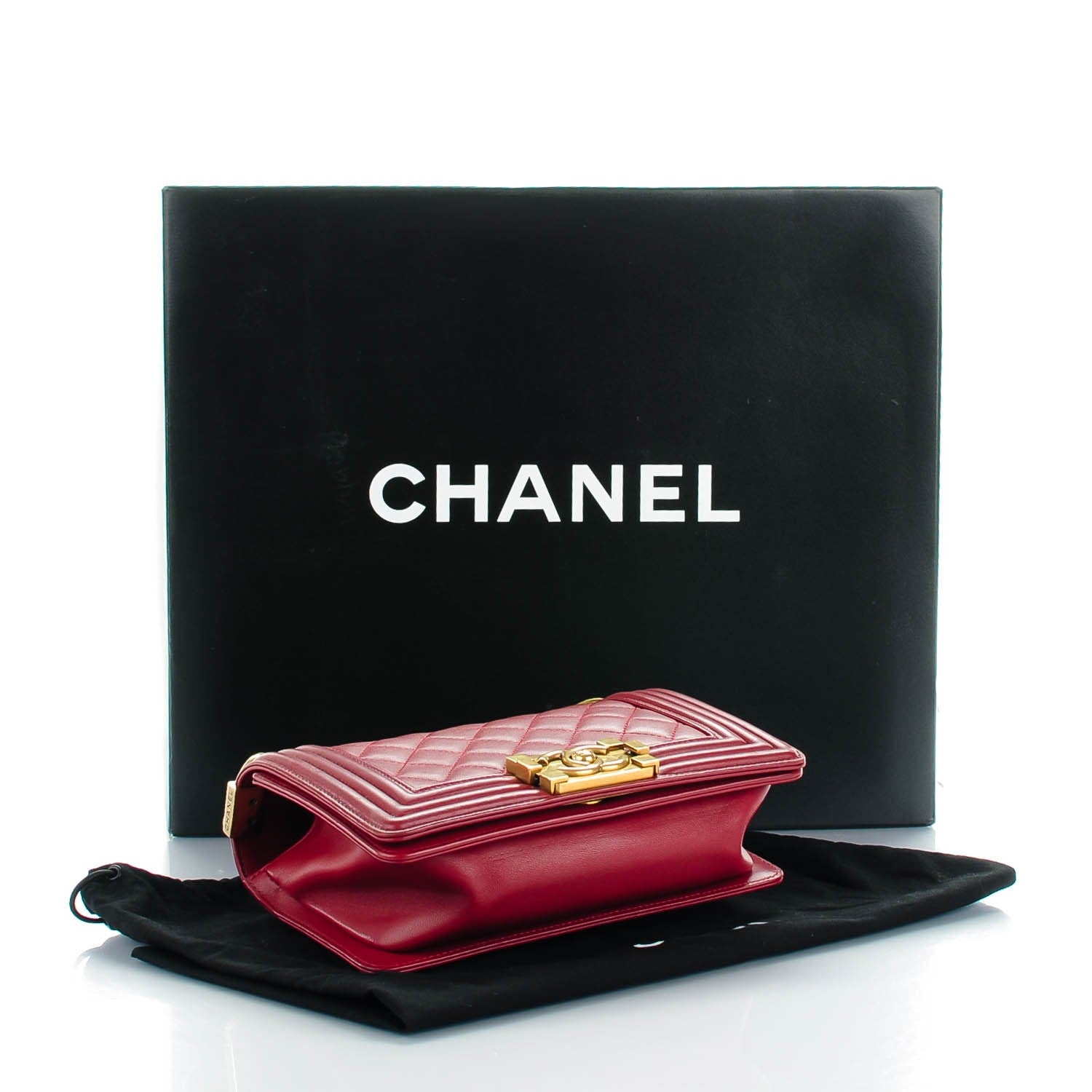 Chanel Lambskin Quilted Small Boy Flap Dark Red 4 of 8