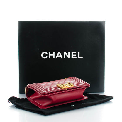 Chanel Lambskin Quilted Small Boy Flap Dark Red 4 of 8