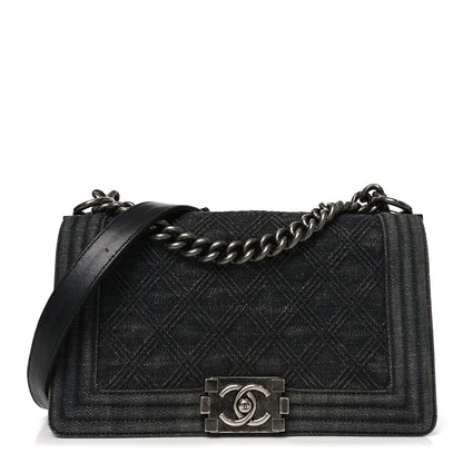 Chanel Denim Quilted Medium Boy Flap Black 1 of 10