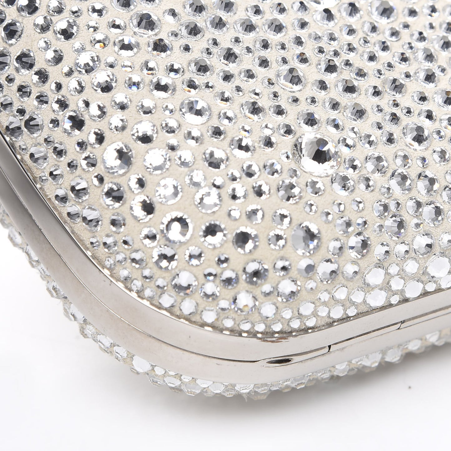 Crystal Spider Box Chain Clutch Silver