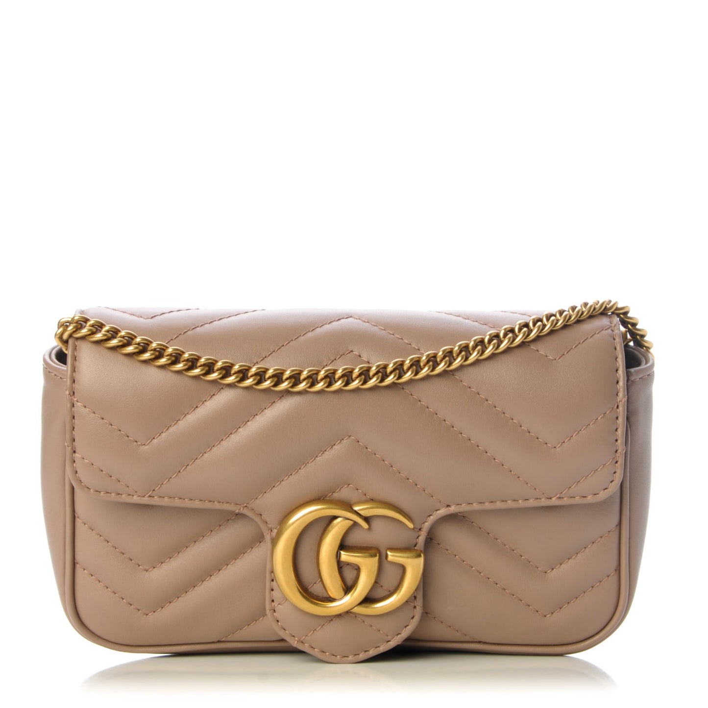 Calfskin Matelasse Super Mini GG Marmont Shoulder Bag Porcelain Rose