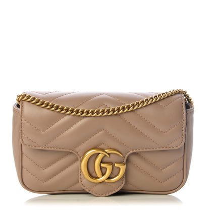 Gucci Calfskin Matelasse Super Mini GG Marmont Shoulder Bag Porcelain Rose 1 of 8