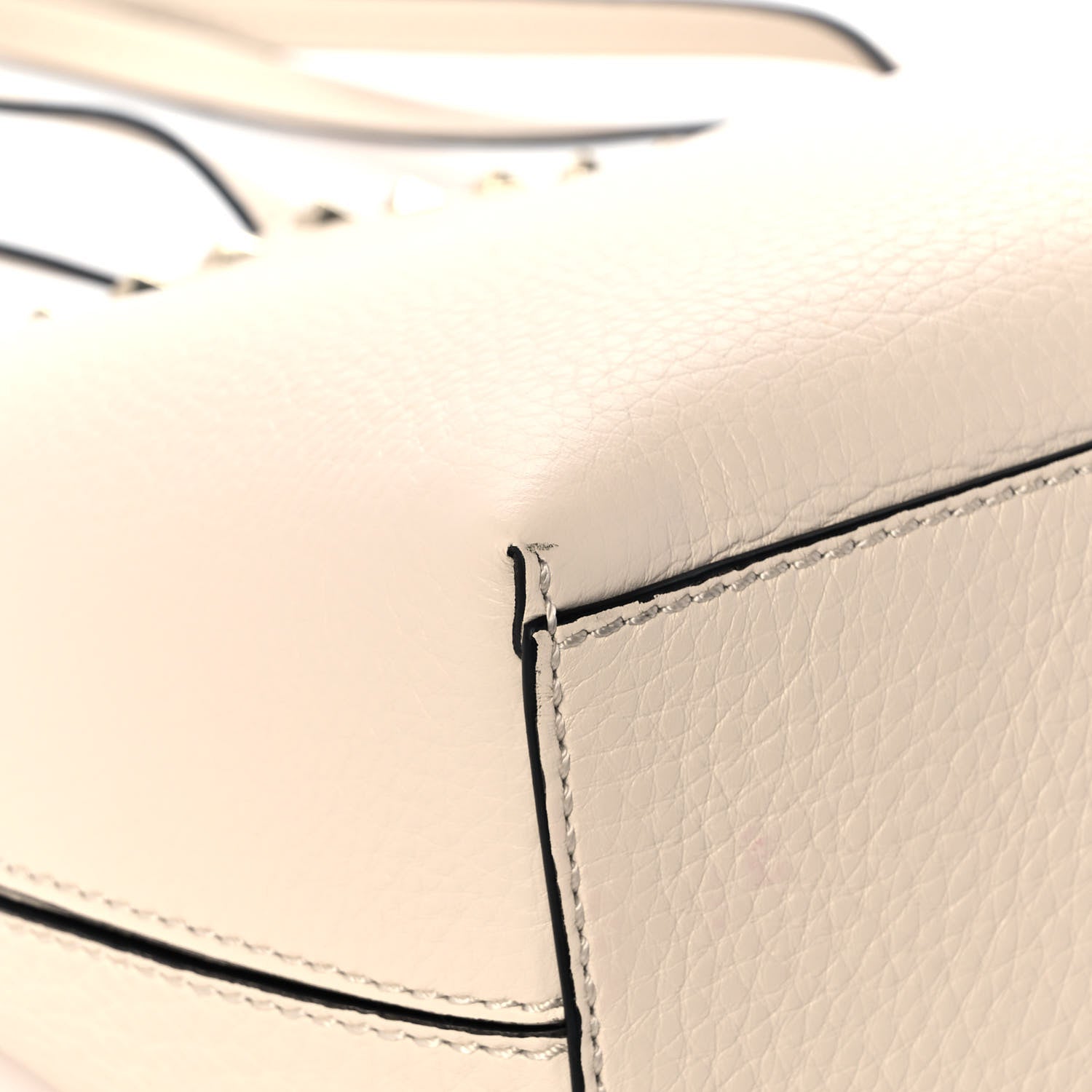 Valentino Garavani Grained Calfskin Small Rockstud Shoulder Tote Light Ivory 8 of 11
