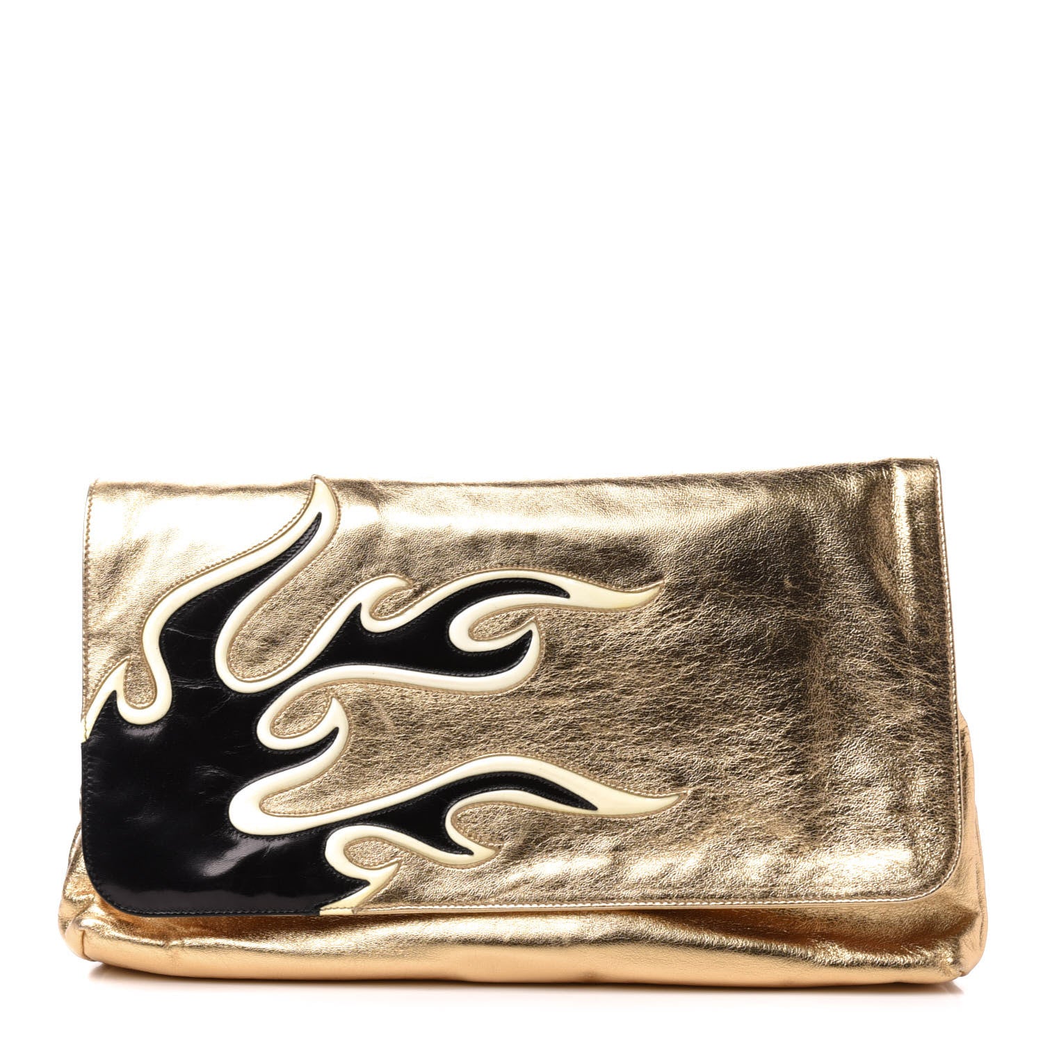Prada Nappa Flame Flap Clutch Platino 1 of 9