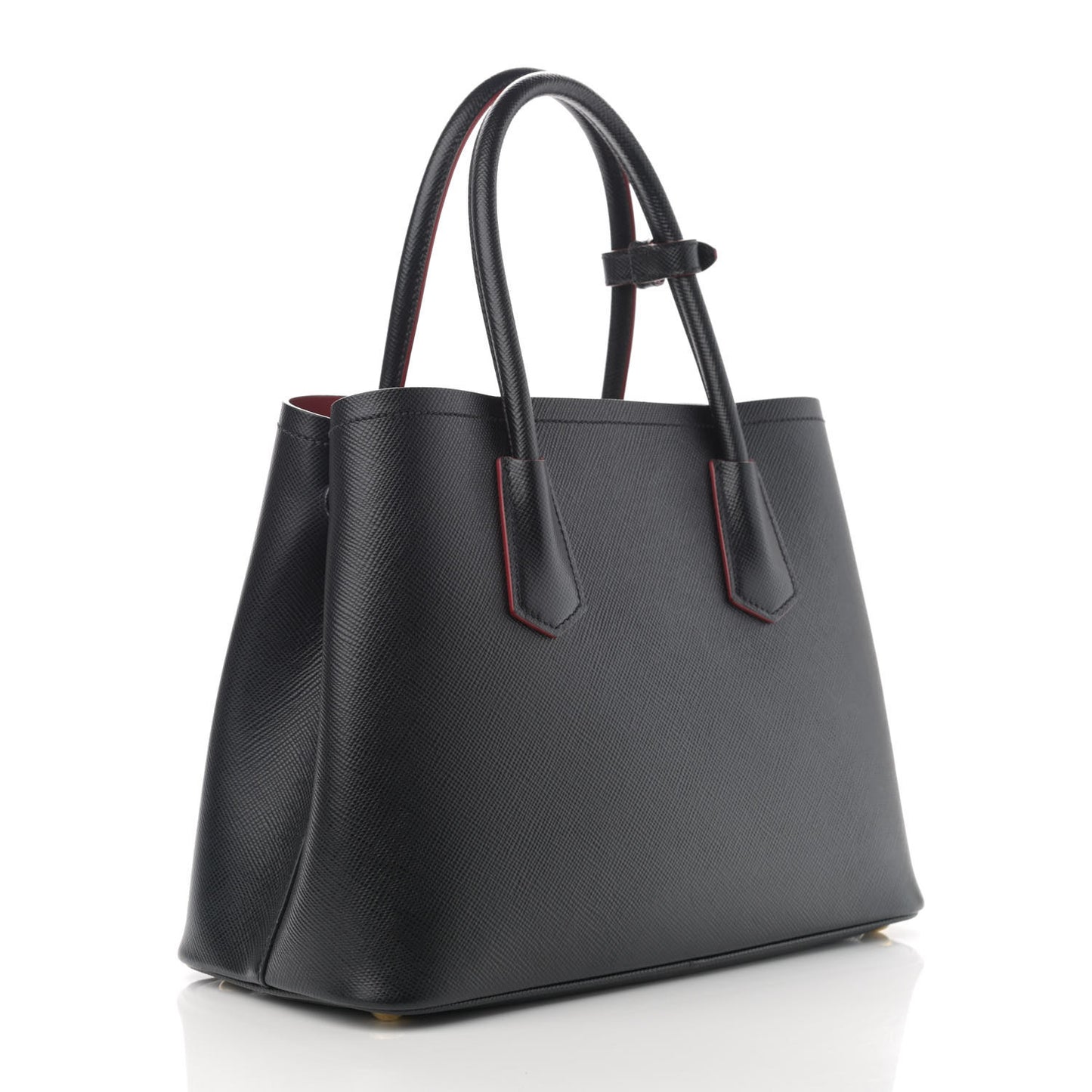 Saffiano Cuir Small Double Bag Black Fuoco