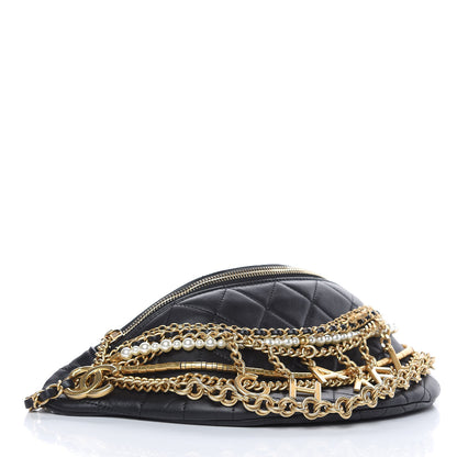 Chanel Lambskin Quilted All About Chains Waist Belt Bag Black 4 of 8