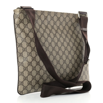 Gucci GG Supreme Monogram Medium Flat Messenger Bag Dark Brown 2 of 8