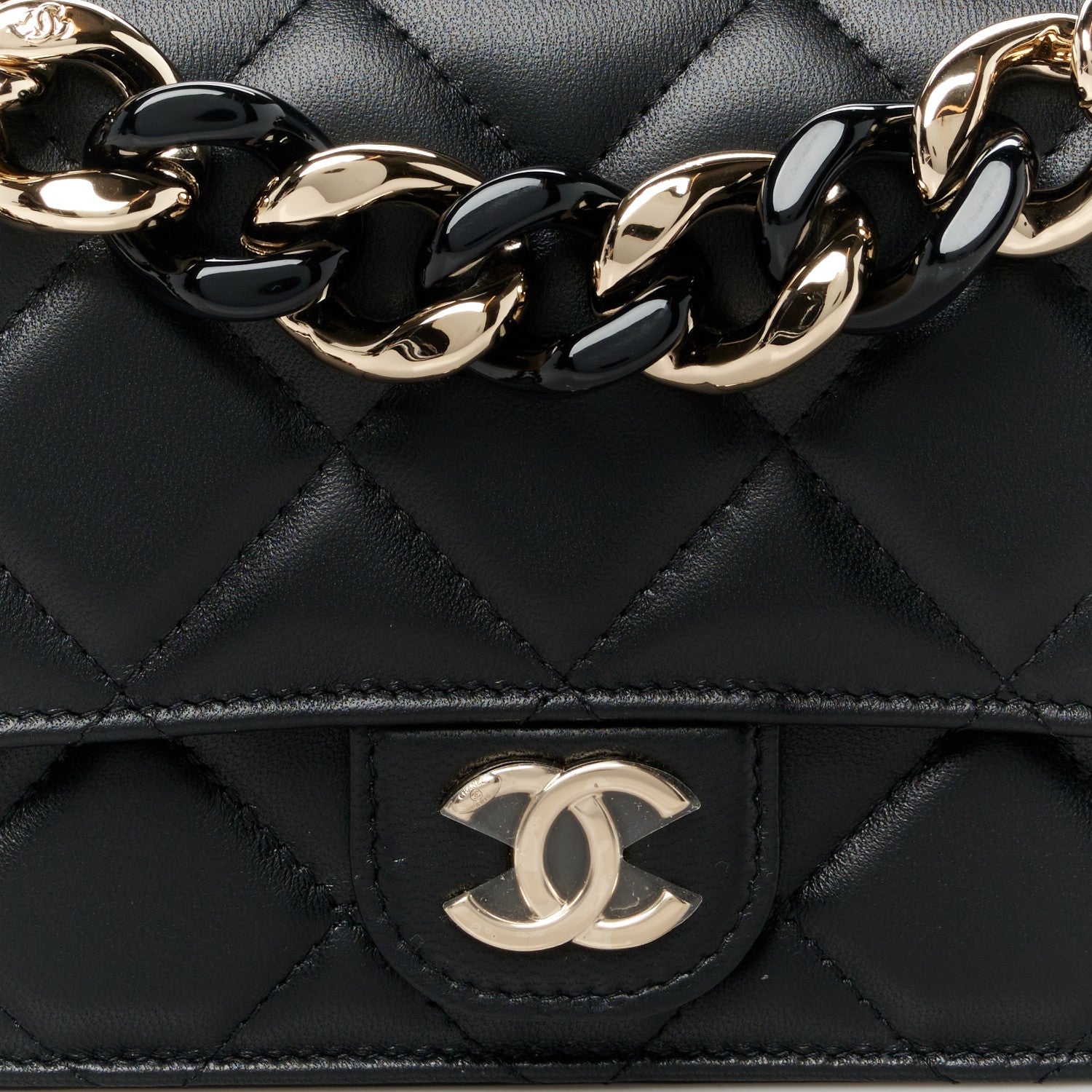 Chanel Lambskin Plexi Quilted Wallet On Chain WOC Black 9 of 12
