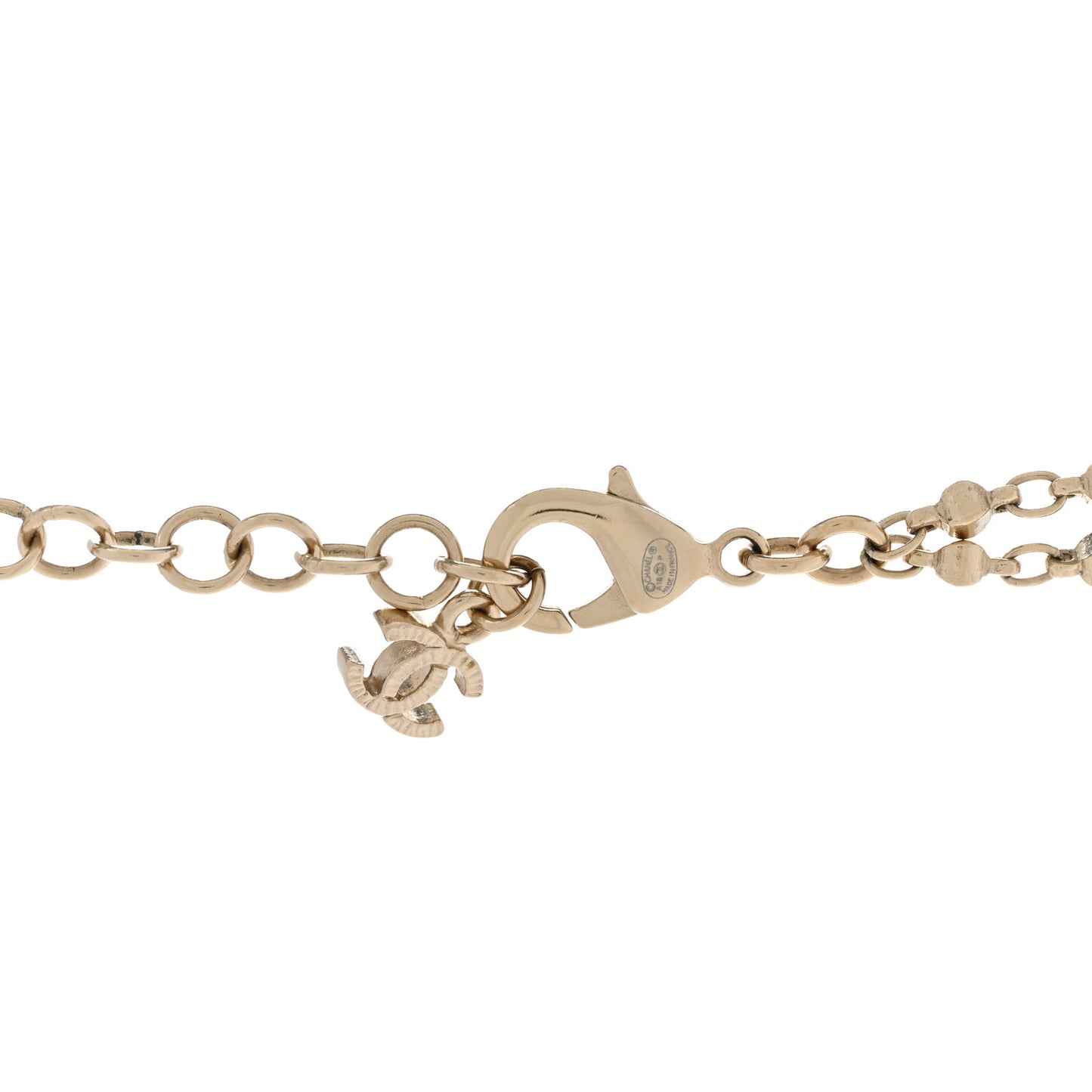 Pearl Bead CC Flower Necklace Gold