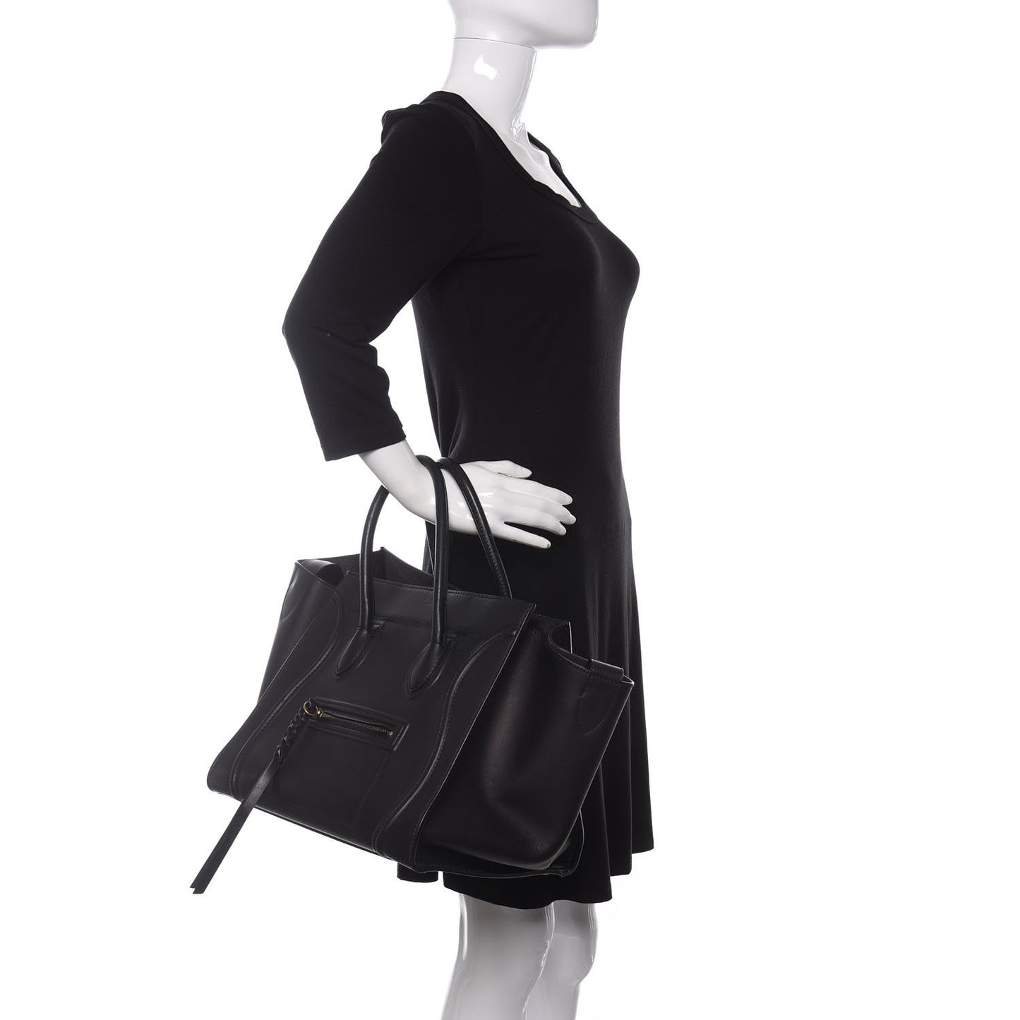 Smooth Calfskin Medium Phantom Luggage Black