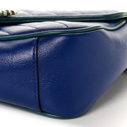 Gucci Azalea Calfskin Enamel Matelasse Diagonal Small Torchon GG Marmont Shoulder Bag Imperial Blue Pavone 9 of 10