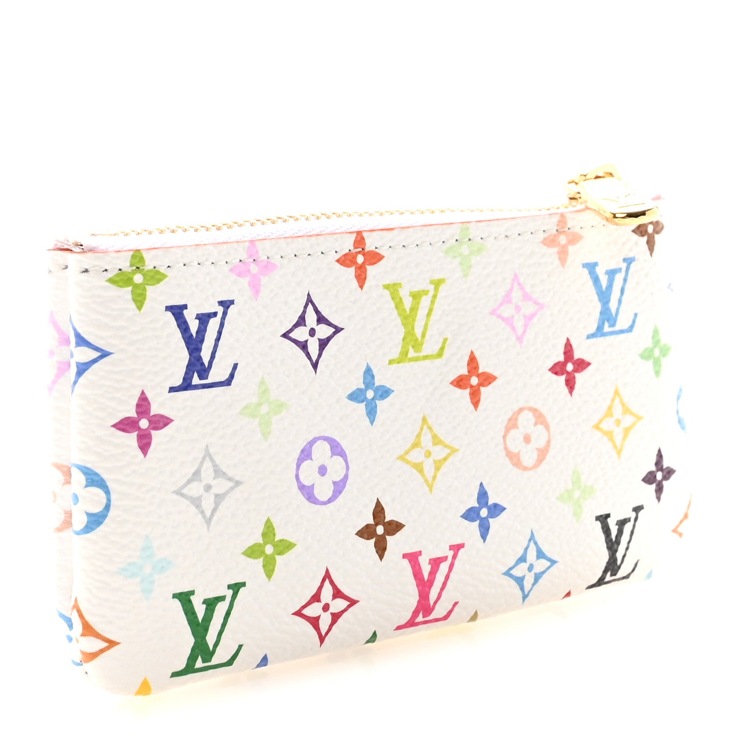 LV X TM Monogram Multicolor Key Pouch White