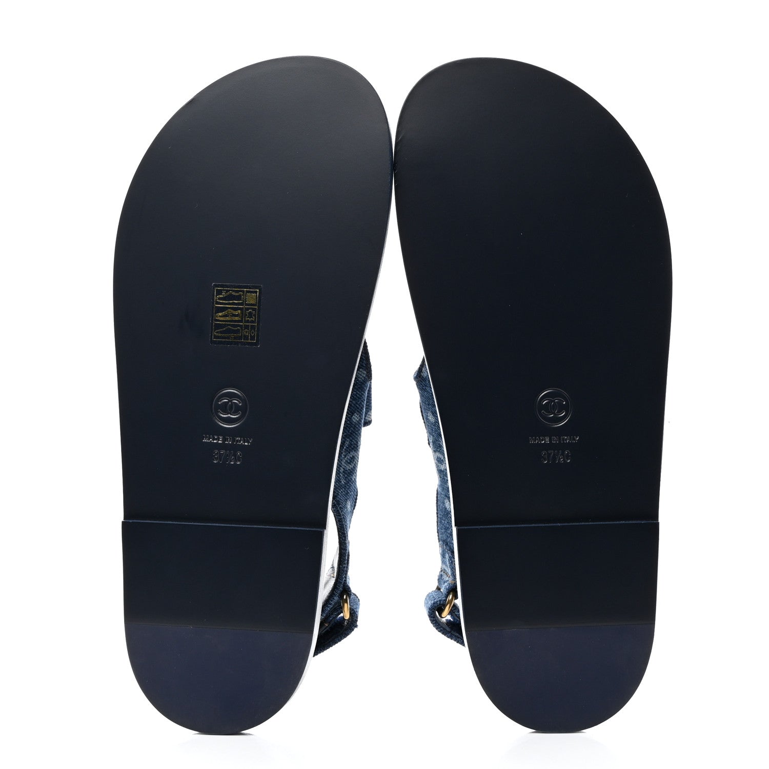 Chanel Denim CC Dad Sandals 37.5 Dark Blue 5 of 9