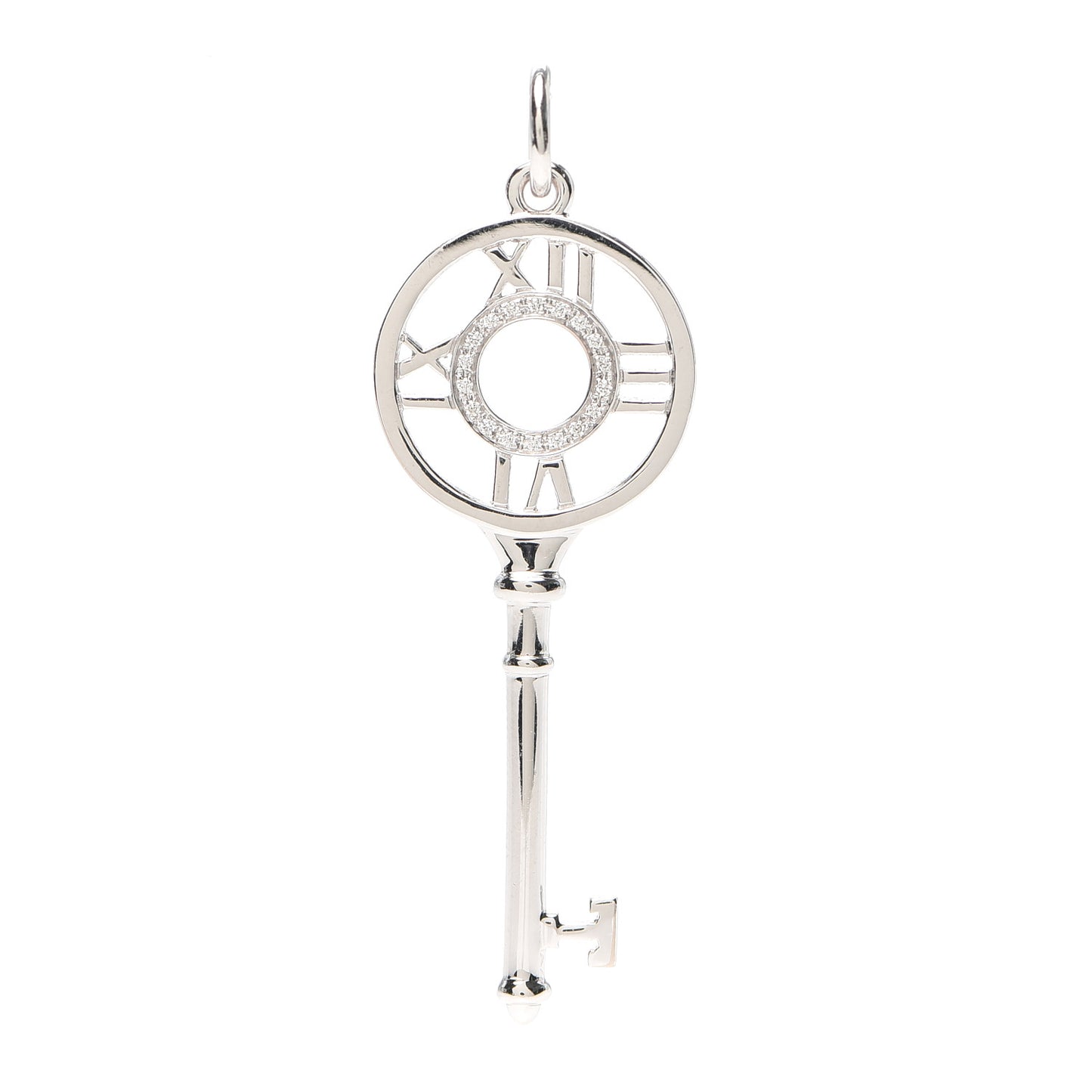 18K White Gold Diamond Atlas Key Pendant