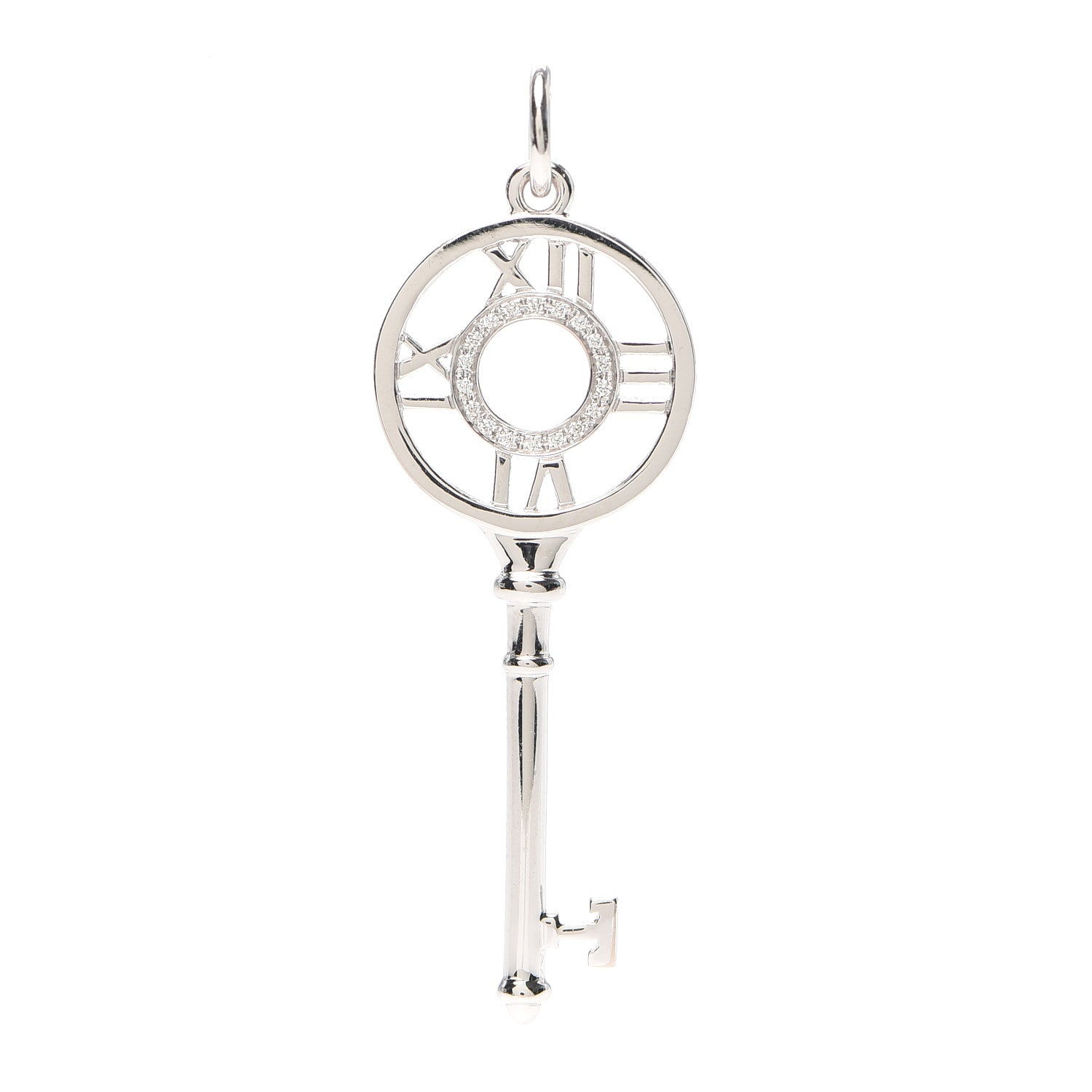 Tiffany 18K White Gold Diamond Atlas Key Pendant 1 of 3