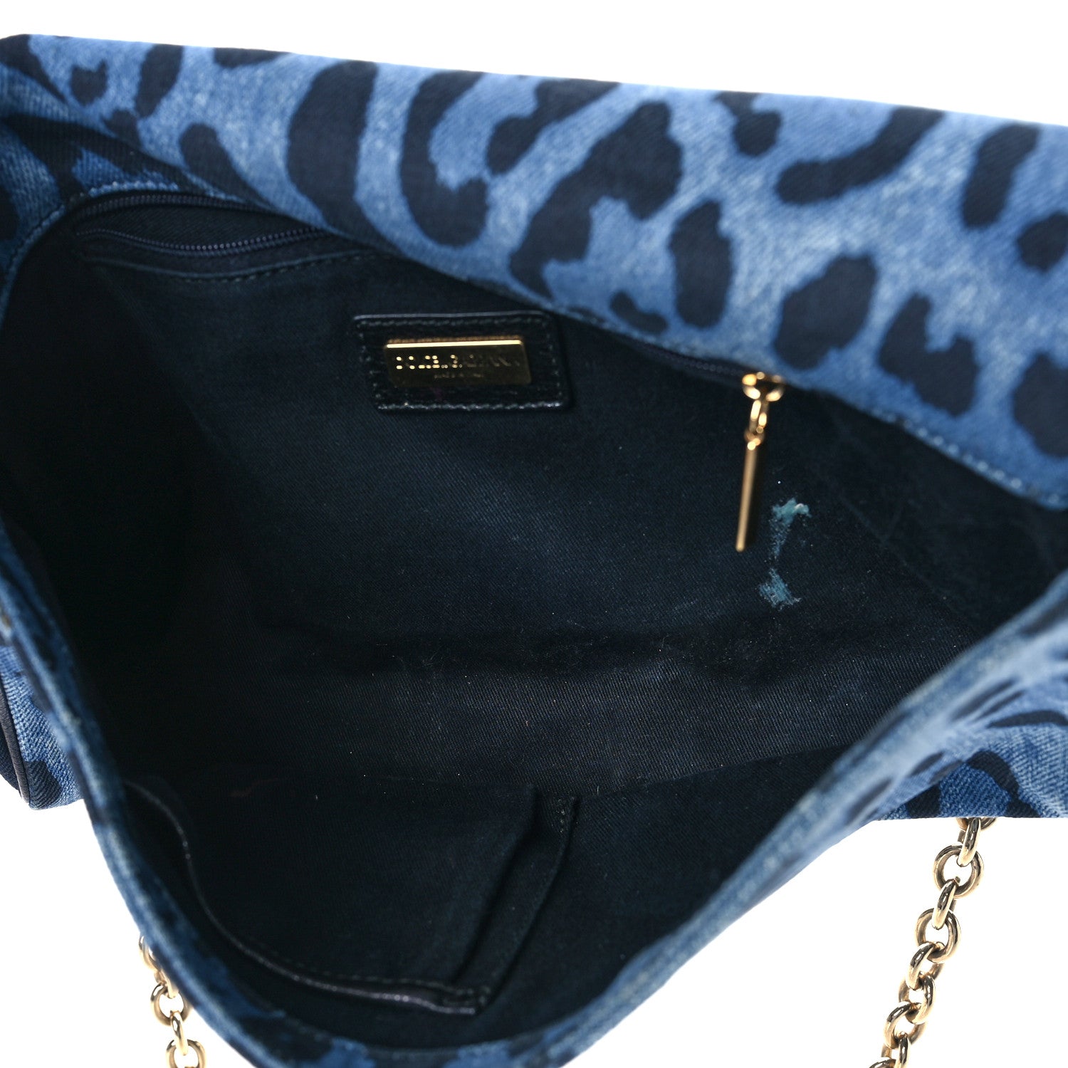 Dolce & Gabbana Denim Leopard Print Miss Martini Shoulder Bag Blue 5 of 9