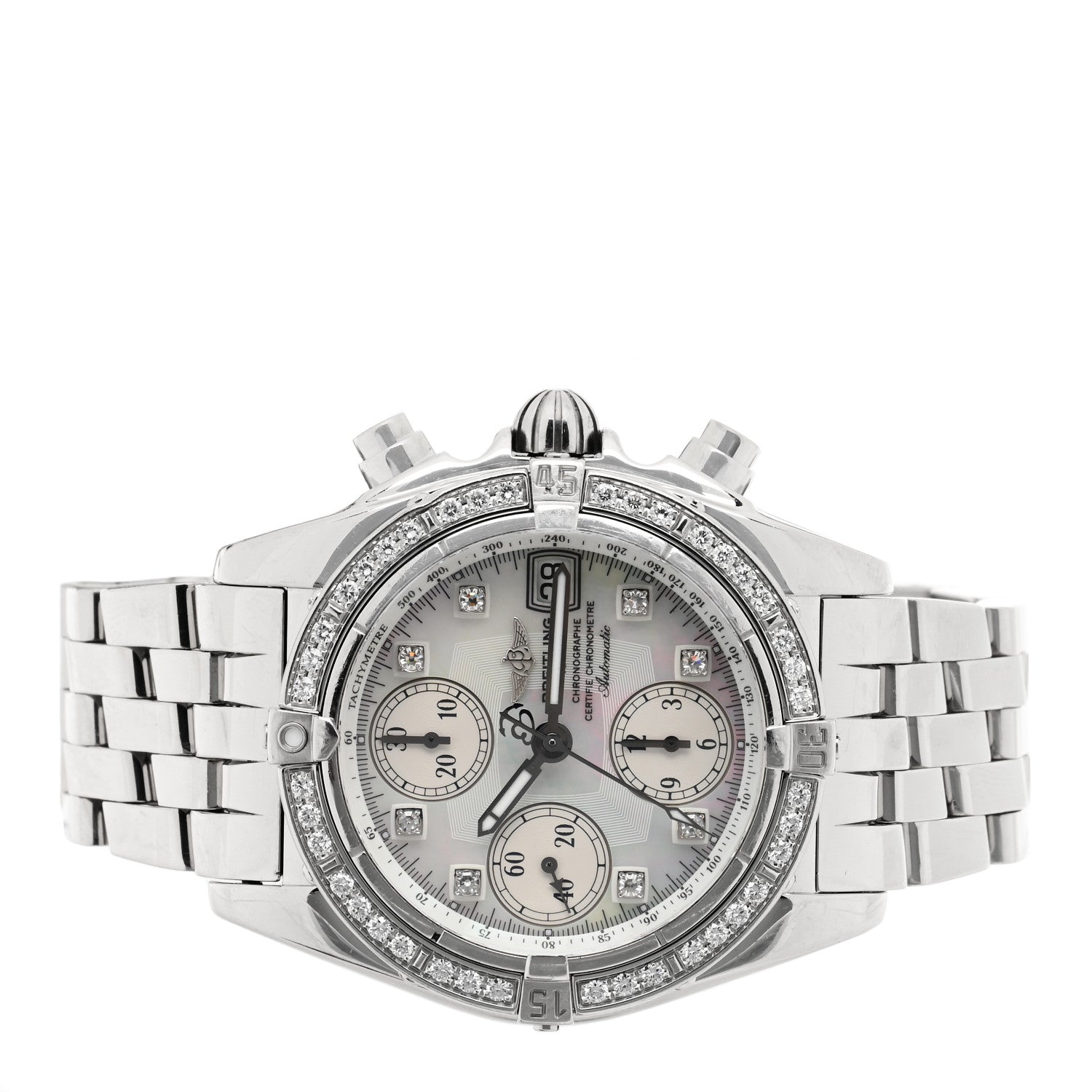 Breitling Stainless Steel Diamond Mother of Pearl 39mm Cockpit Chronograph Automatic Watch A13357 2 of 4