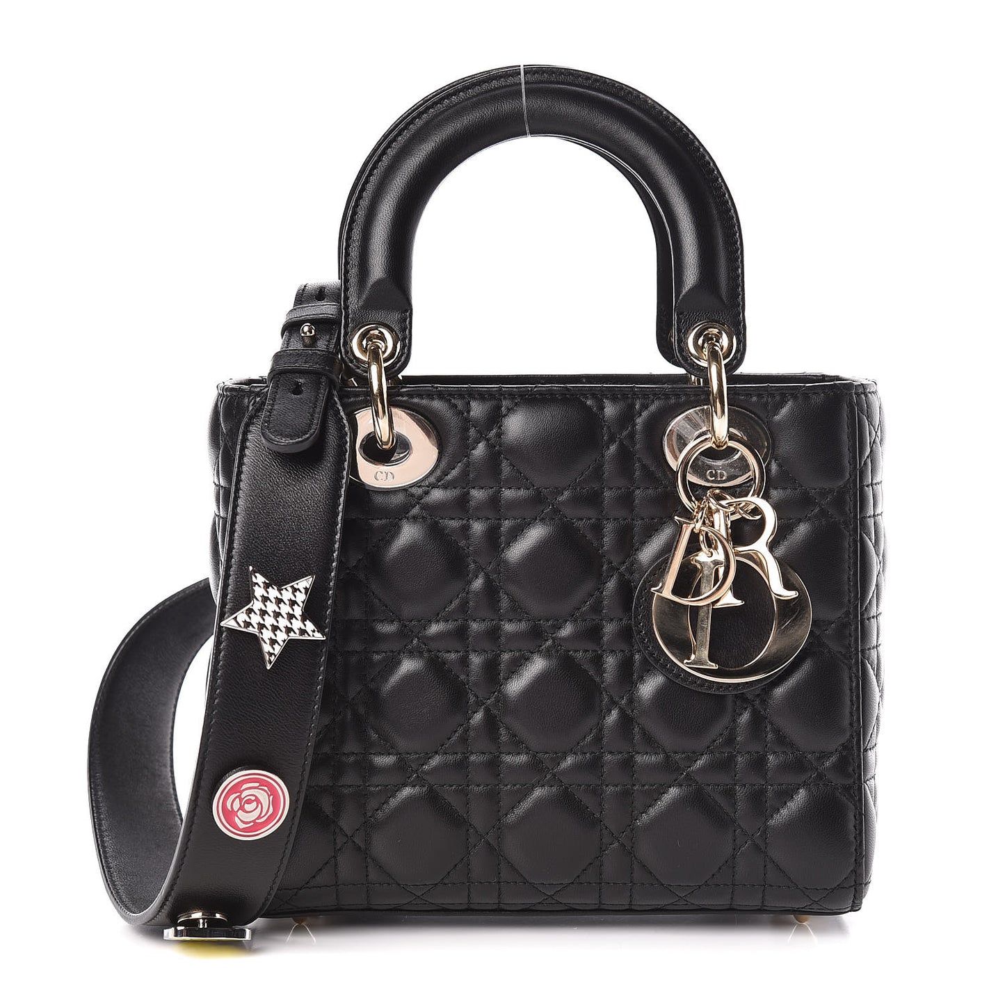 Lambskin Cannage Small Lucky Badges My Lady Dior Black