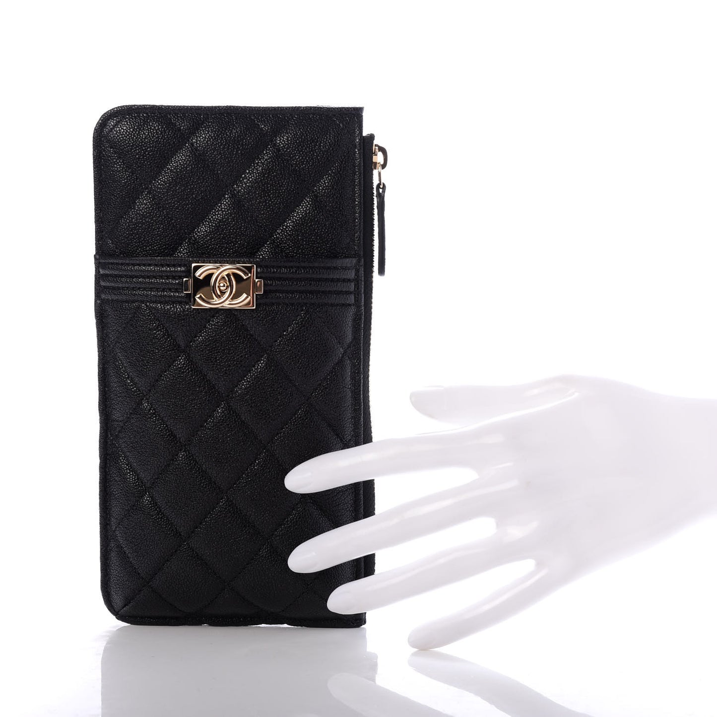 Caviar Quilted Boy iPhone Pouch Black