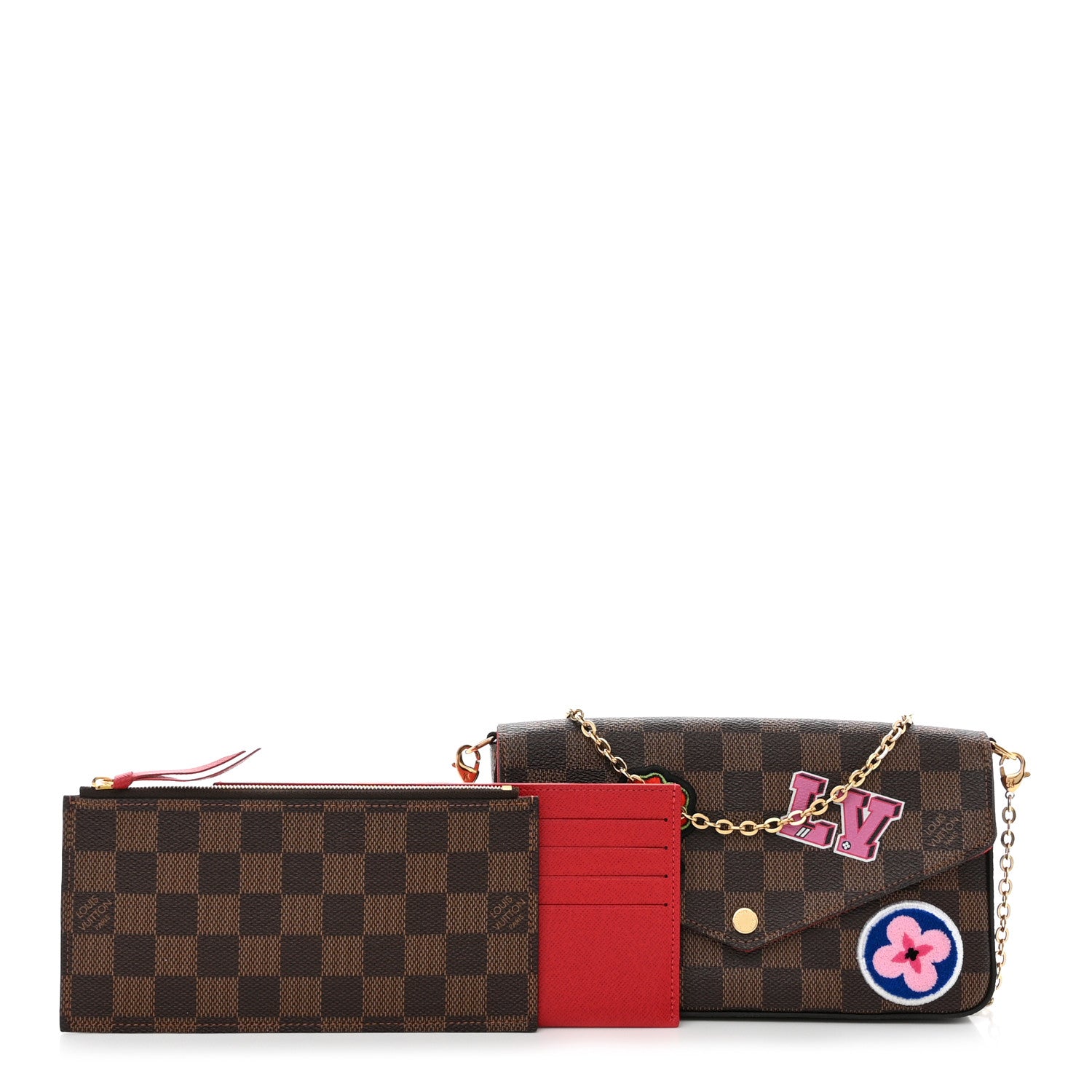 Louis Vuitton Damier Ebene LV Stories Pochette Felicie Chain Wallet 3 of 13