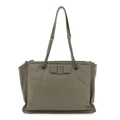 Salvatore Ferragamo Calfskin Viva Bow Tote Green 1 of 15