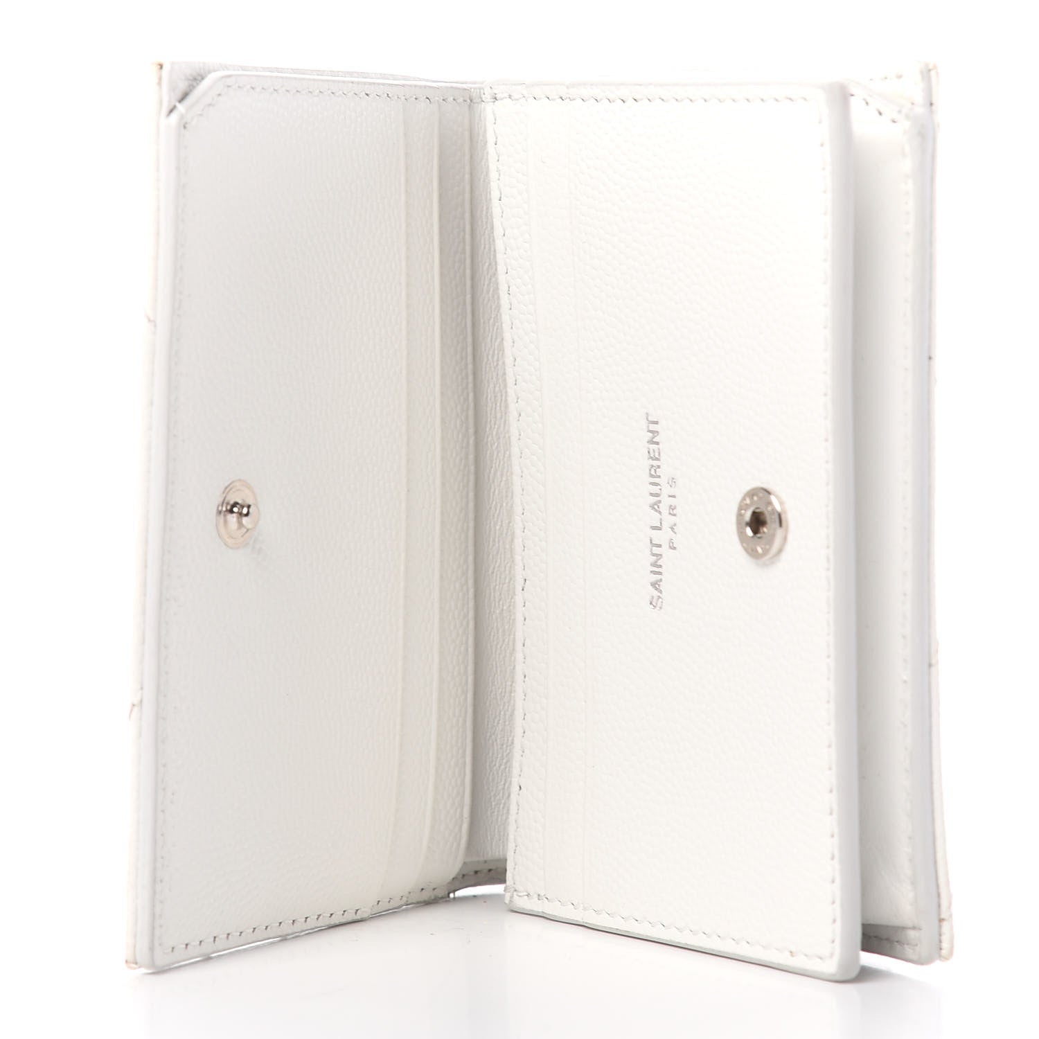 Saint Laurent Grain De Poudre Matelasse Chevron Monogram Card Case Blanc Optique 5 of 10