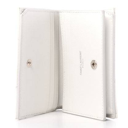 Saint Laurent Grain De Poudre Matelasse Chevron Monogram Card Case Blanc Optique 5 of 10