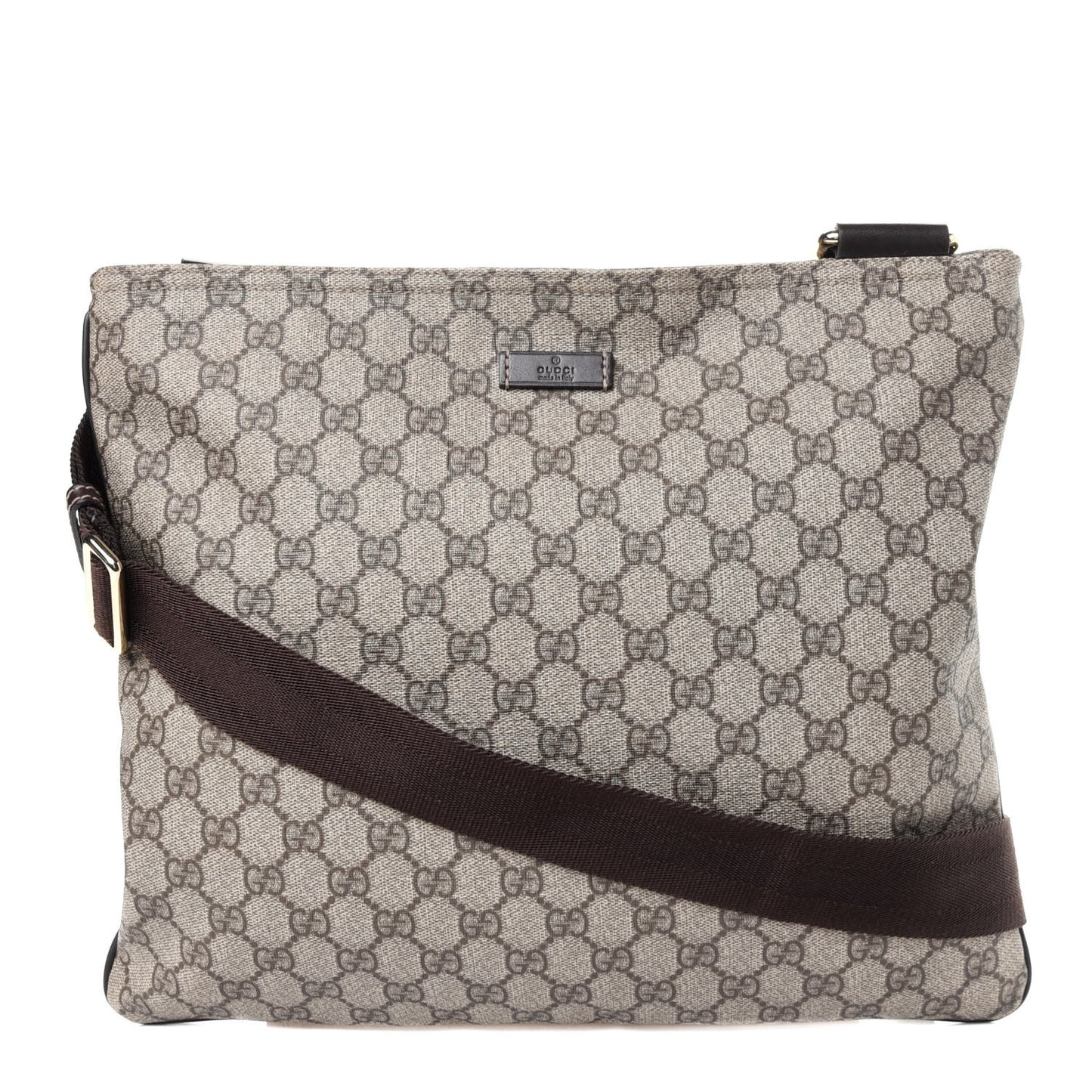 GG Supreme Monogram Medium Flat Messenger Bag Dark Brown