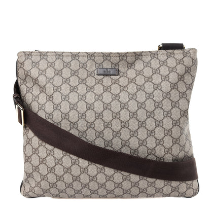Gucci GG Supreme Monogram Medium Flat Messenger Bag Dark Brown 1 of 6