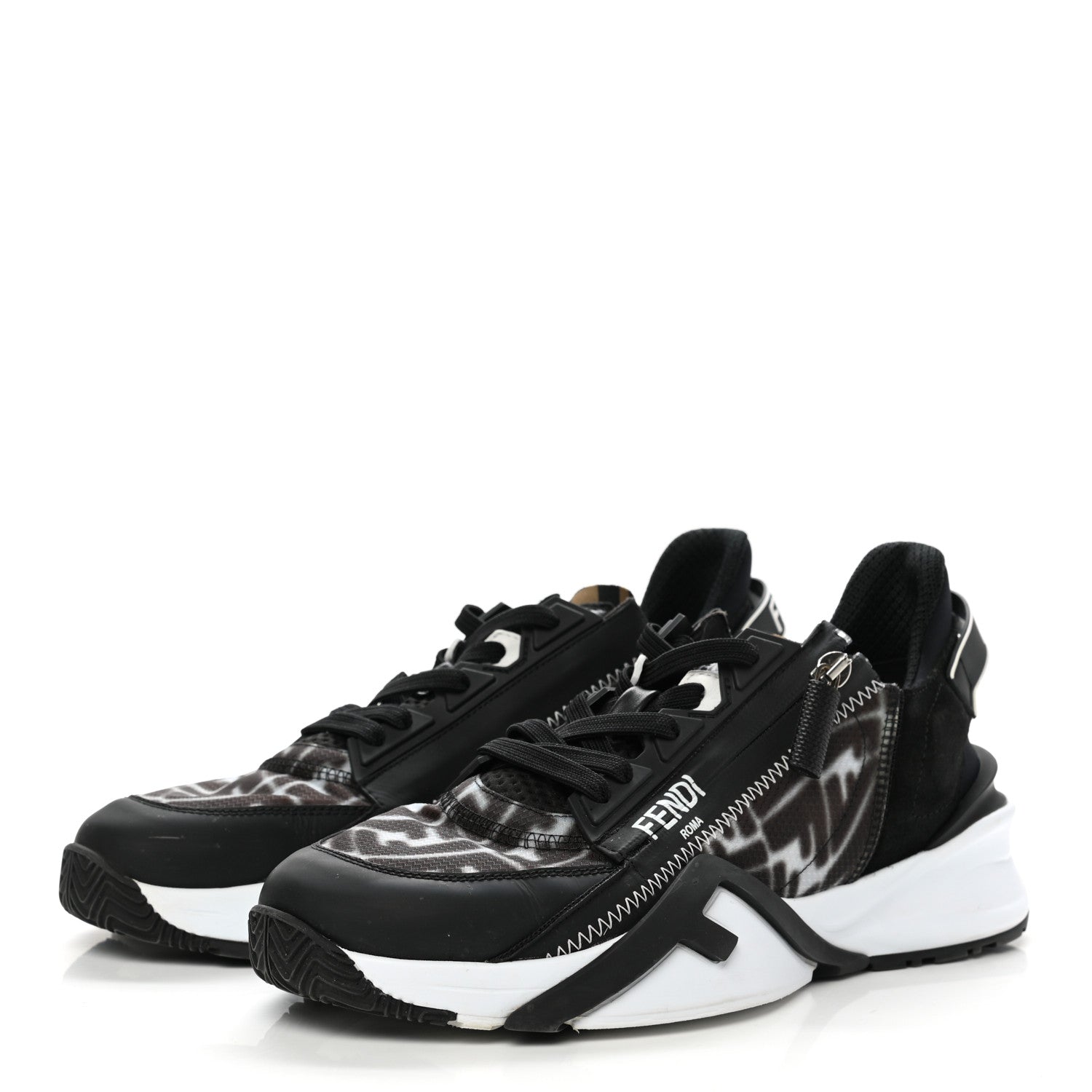 Fendi X SARAH COLEMAN Nylon Lycra FF Vertigo Fendi Flow Low Top Sneakers 40 Black 3 of 7