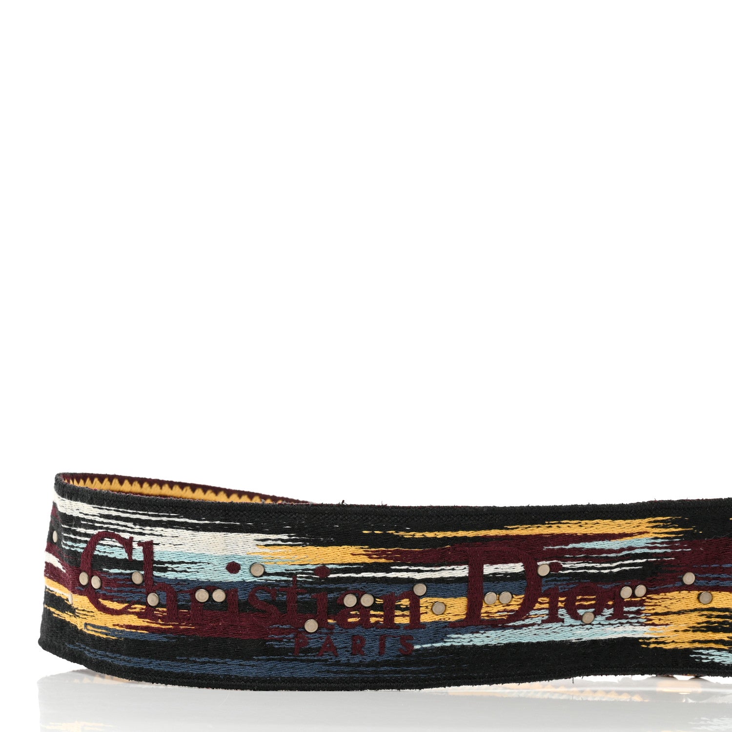 Christian Dior Canvas Embroidered Studded Bohemian Shoulder Strap Yellow 4 of 5