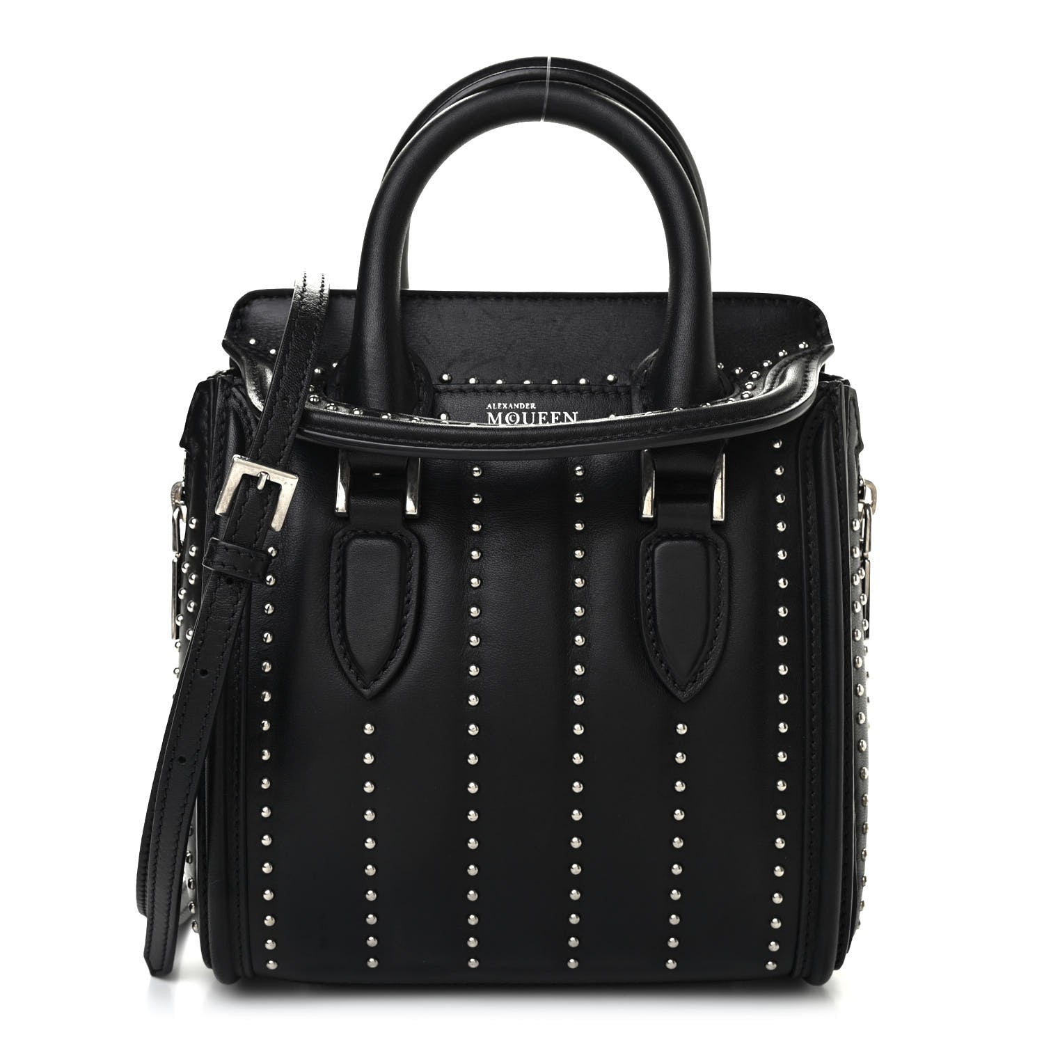 Alexander McQueen Calfskin Studded Mini Heroine Shoulder Bag Black 1 of 10