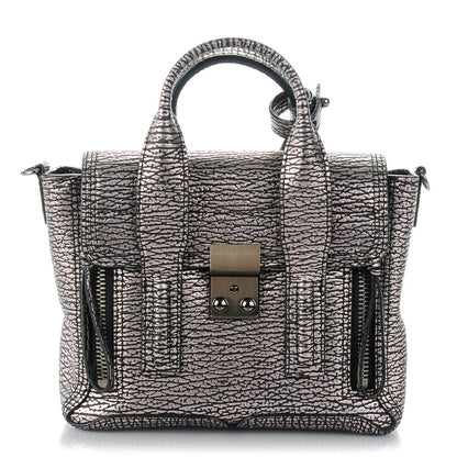 3.1 Phillip Lim 3.1 Textured Calfskin Mini Pashli Satchel Black Mauve 1 of 7