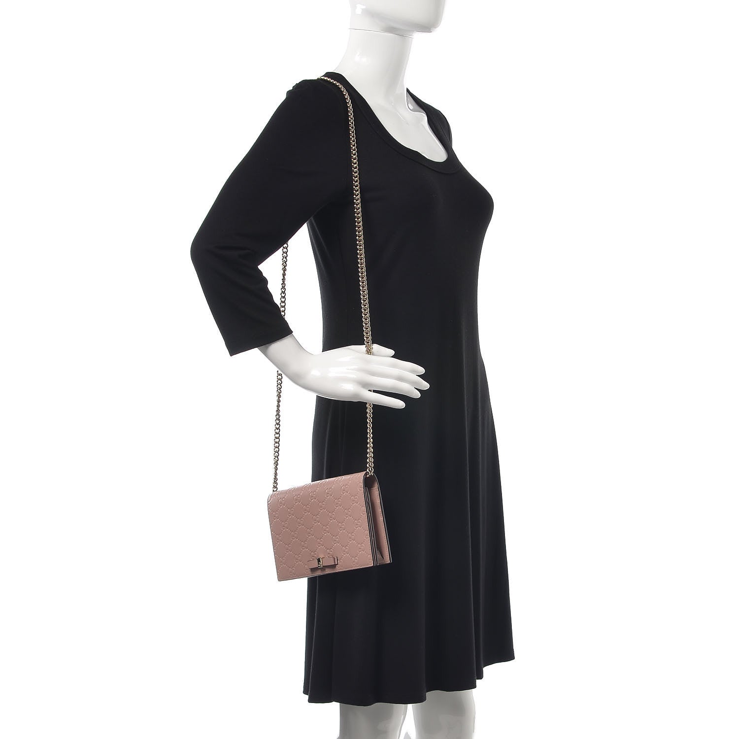 Gucci Guccissima Signature Bowy Chain Wallet Dark Cipria 2 of 5