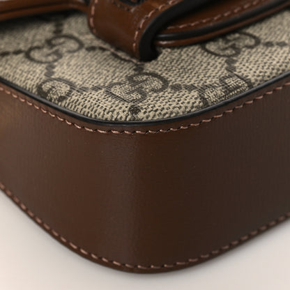 Gucci GG Supreme Monogram Azalea Calfskin Web Horsebit 1955 Wallet On Strap Beige Ebony Brown Sugar 7 of 9
