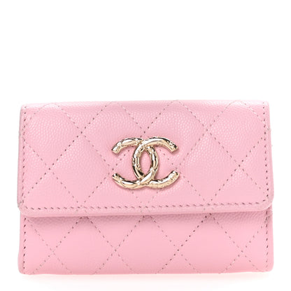 Chanel Caviar Quilted CC Flap Card Holder Pink 1 of 8