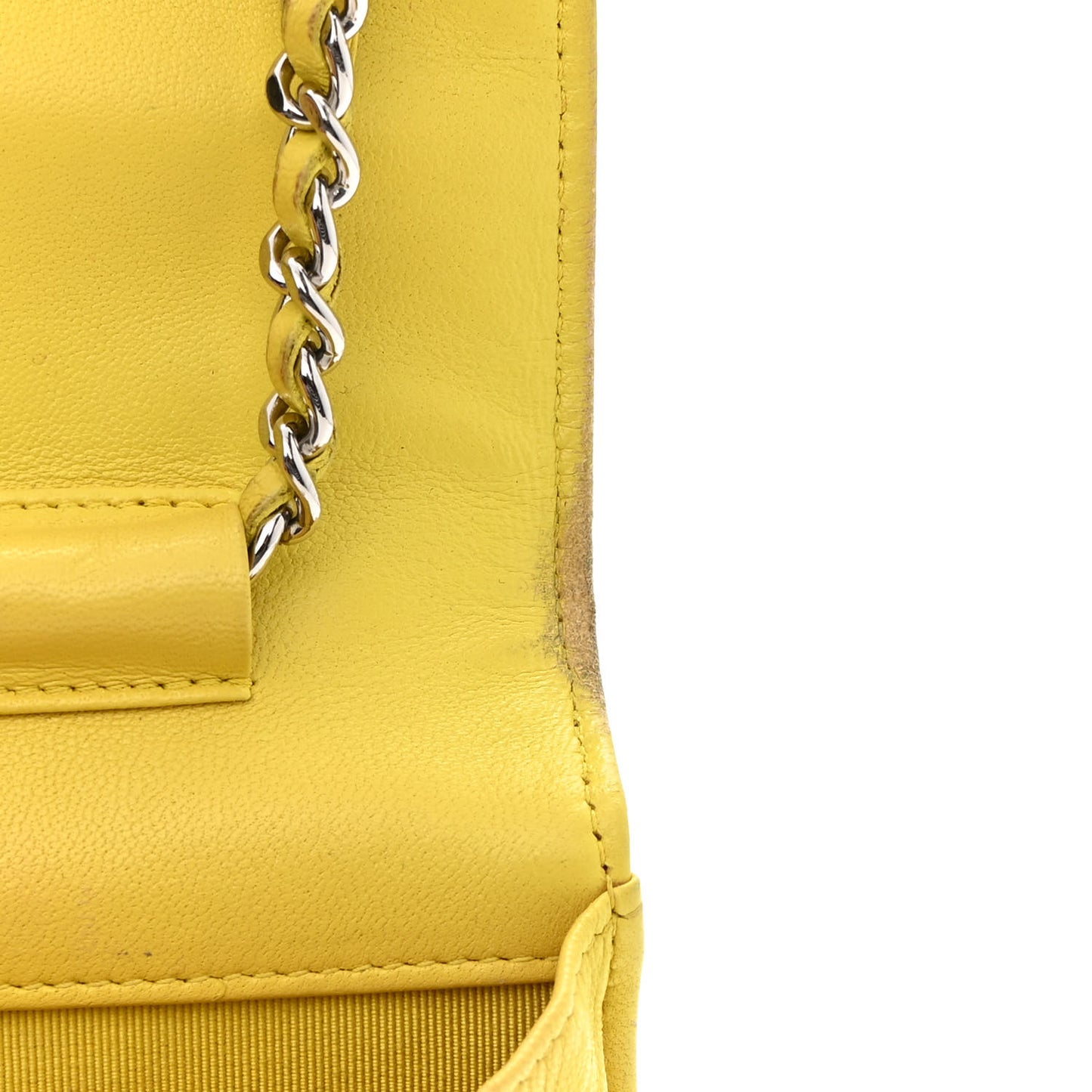 Lambskin Quilted Wallet on Chain WOC Yellow