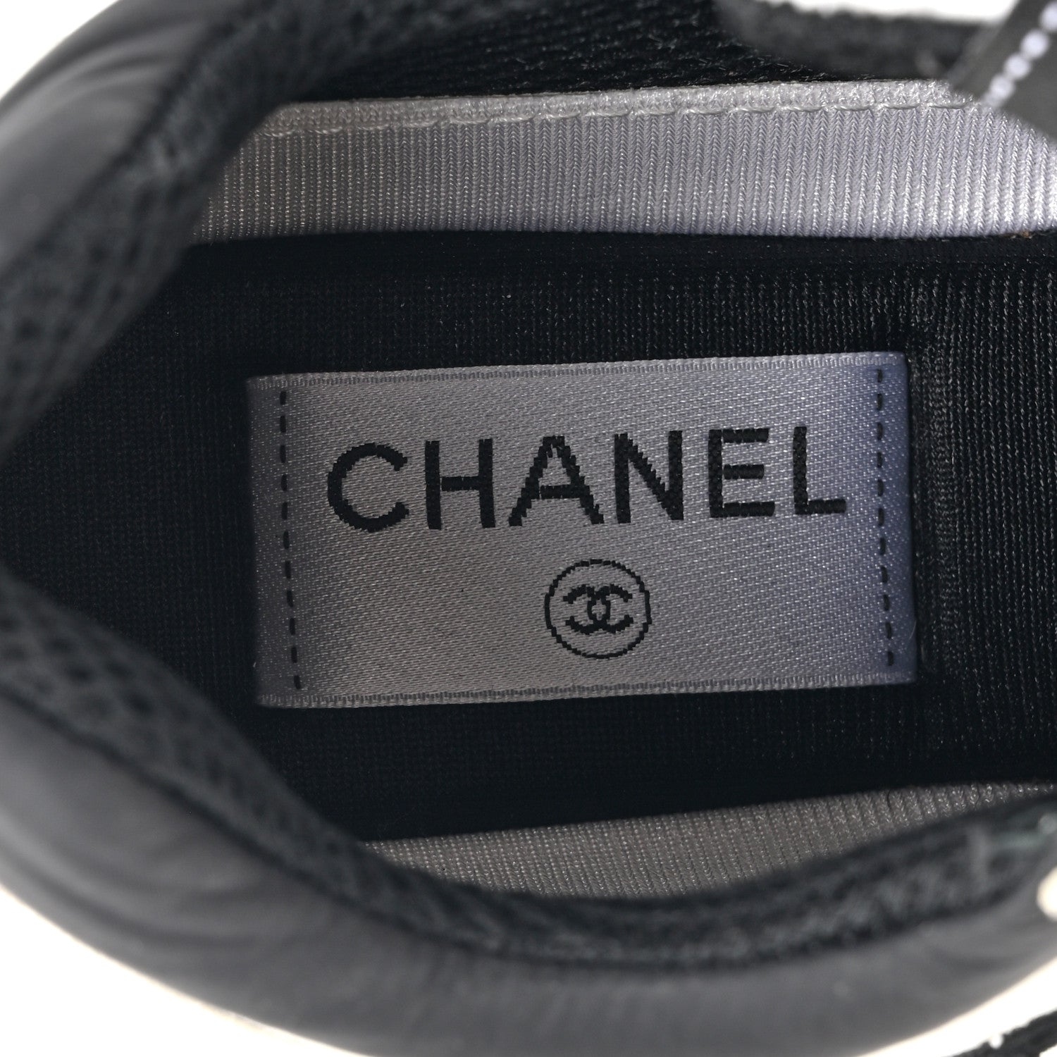 Chanel Mesh Suede Calfskin Grained Calfskin Womens CC Sneakers 37 White Black 7 of 11