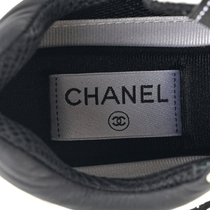 Chanel Mesh Suede Calfskin Grained Calfskin Womens CC Sneakers 37 White Black 7 of 11