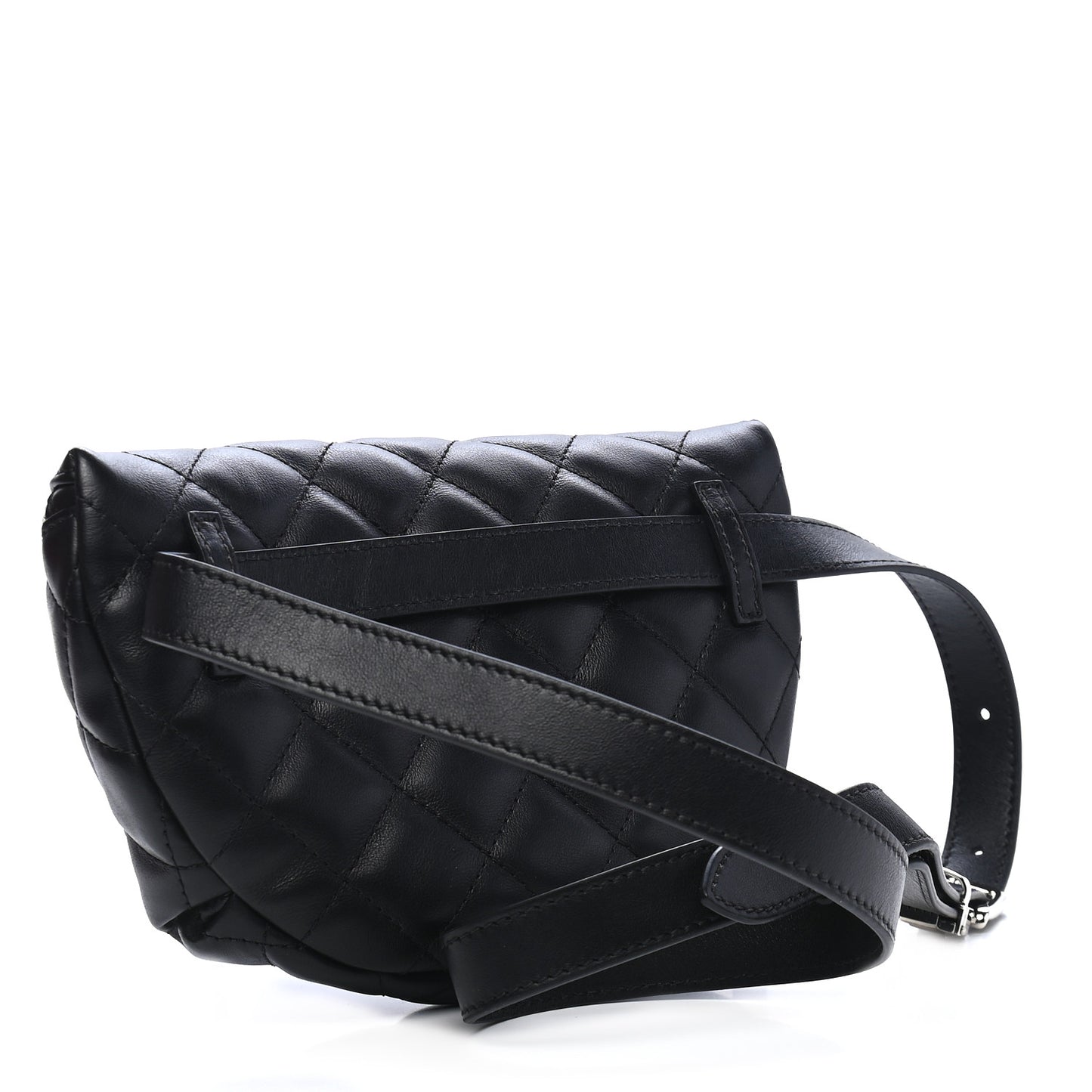 Lambskin Quilted Waist Belt Bag Black