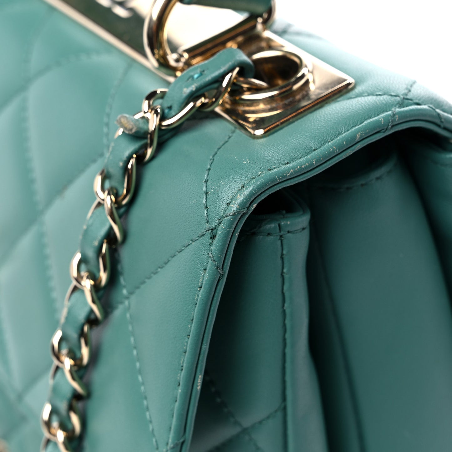 Lambskin Quilted Small Trendy CC Flap Dual Handle Bag Light Green
