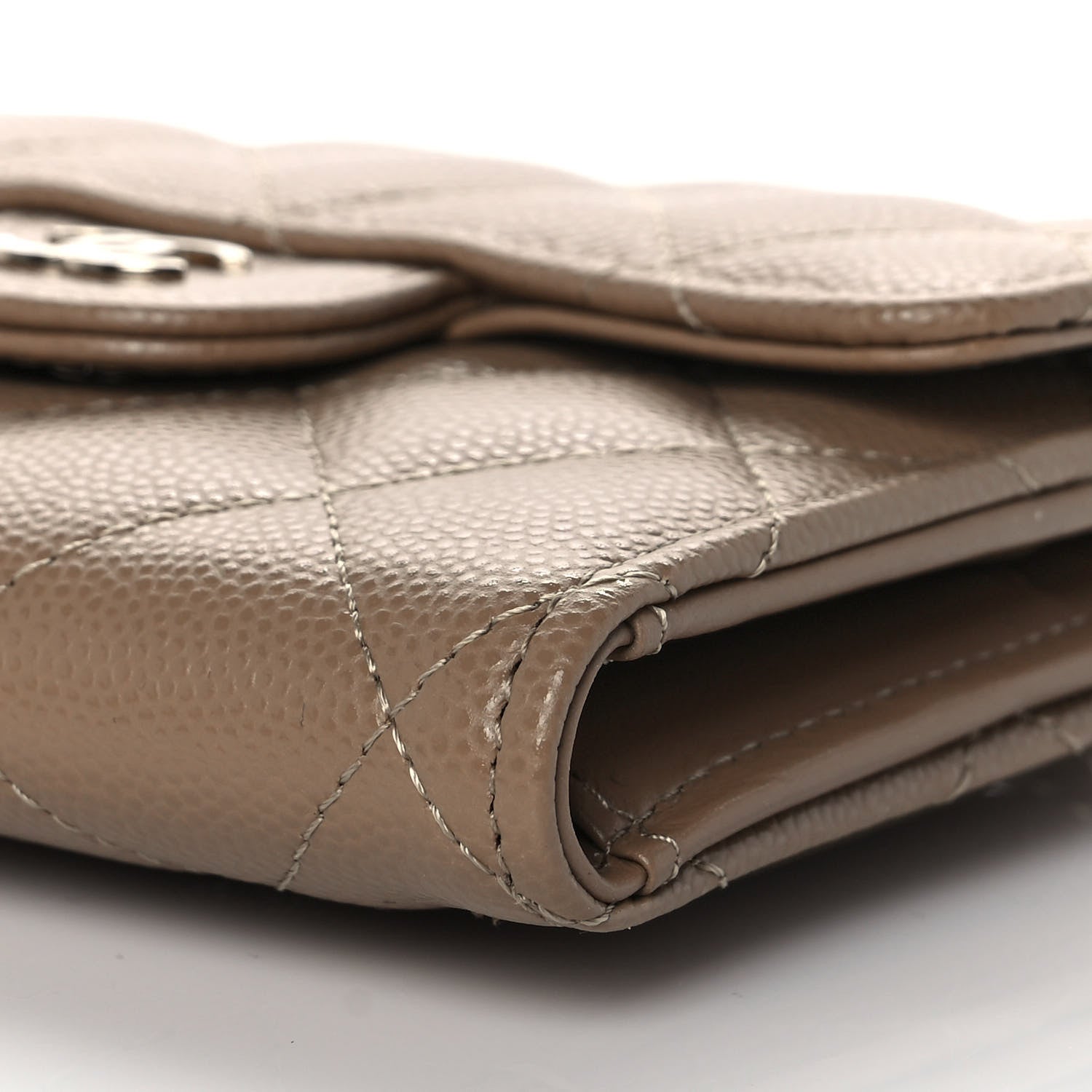 Chanel Caviar Quilted Compact Flap Wallet Dark Beige 9 of 10