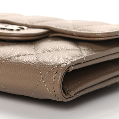 Chanel Caviar Quilted Compact Flap Wallet Dark Beige 9 of 10